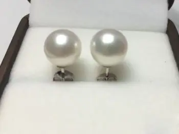 

free shipping 2016 NEW PERFECT Round 7-8 MM AAA+ WHITE AKOYA PEARLS EARRING YELLOW 925silver