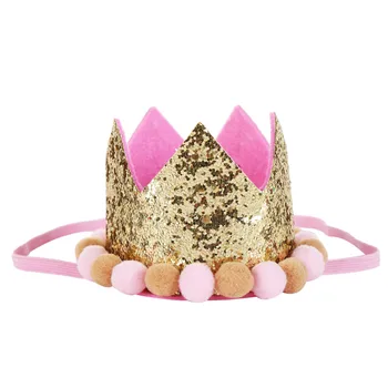 

Pompon Ball Crown Newborn Headband Birthday Crown Tiara Hairband Hair Accessory Halloween Party Favor