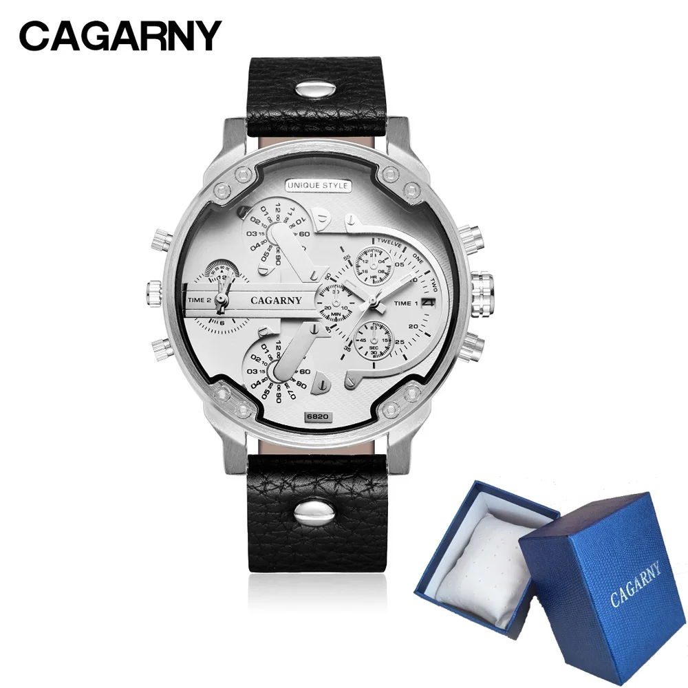 Relojes часы мужские Cagarny люксовый бренд мужские s Мужские кварцевые часы 2 времени военные Relogio Masculino черные кожаные XFCS - Цвет: style 15