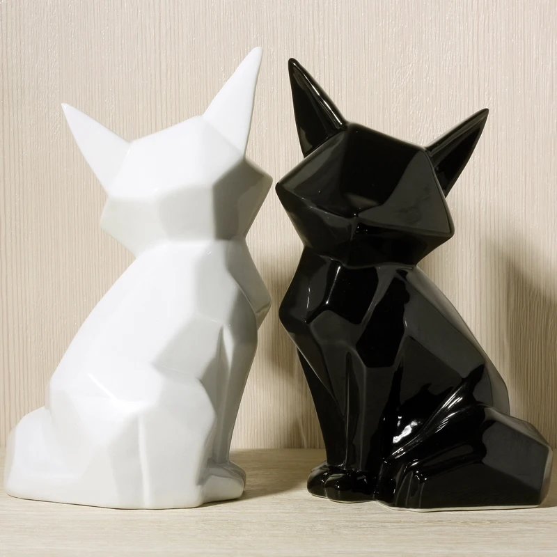 Us 3933 40 Offchina Weiß Fuchs Figuren Ornamente Home Office Stilvolles Wohnzimmerstudie Zimmer Tisch Kunst Dekoration Keramik Handwerk Xmax