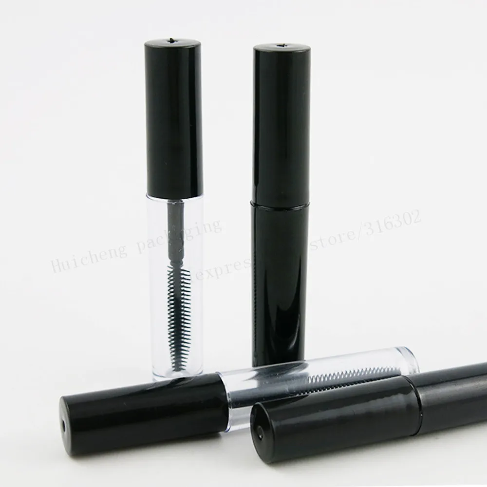 

50/lot 1.2ml Transparent Mascara Tube with Black Cap Make up Cream Tube 1.2ml Small Black Empty Eyeliner Tube