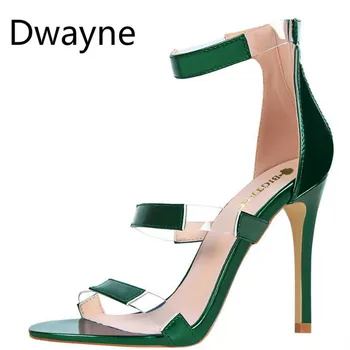 

Dwayne fashion women thin heels sandals narrow band cover heel zip sexy nightclub hollow sandals