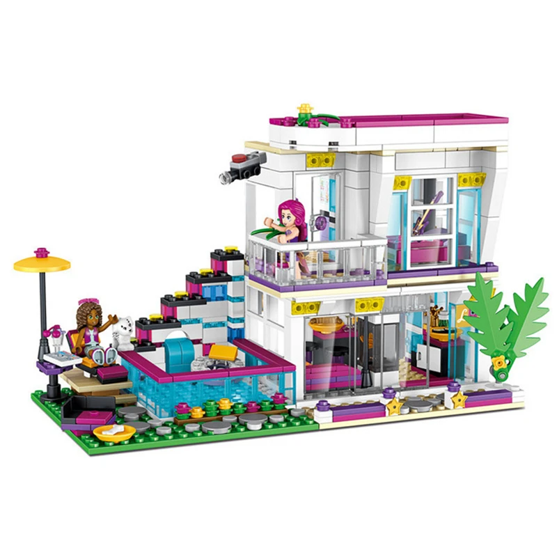 

Lepin Model building kits Compatible Legoingly Friends Livi's Pop Star House 41135 Emma Mia 3D Bricks Figure toys for girls