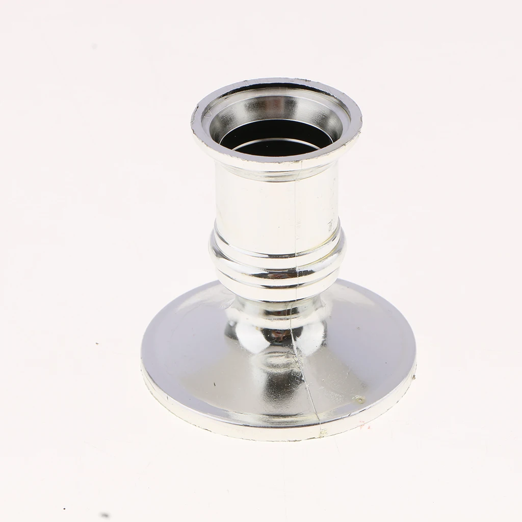 MagiDeal 12 pcs Plastic Candle Base Holder Fits for Taper Pillar Candle Table Top and Mantle Displays Centerpieces -Silver
