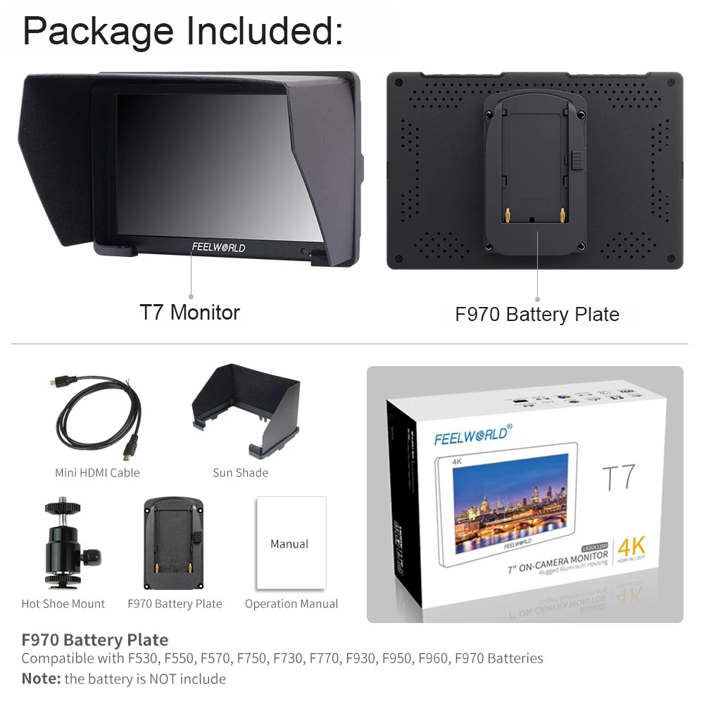 Feelworld T7 7 дюймов ips 1920x1200 HDMI на Камера полевой монитор ...