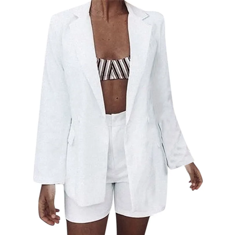 2019 Autumn New 2 Pcs Women Casual Office Lady Sets Business Formal Suits Elegant Shorts + Coats Outwear Suits #E10 (17)