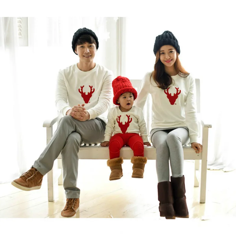 Одинаковая одежда для всей семьи Рождественская Пижама плотная зимняя хлопковая