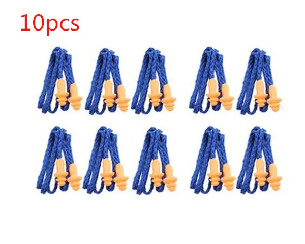 10pcs Reusable Ear Plug Soft Silicone Corded Washable Noise Defense Hearing Protection Supply | Красота и здоровье