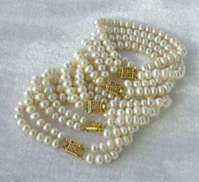 

hot sellWholesale 5PC White Akoya Cultured Pearl Bracelet -Bridal jewelry free shipping