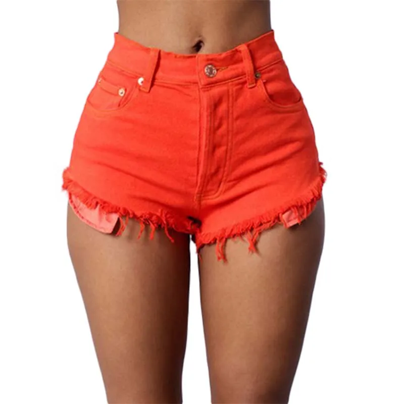 

Summer Multicolor Tight Women High Waist Denim shorts Women Color Sexy Hot Loose Thin Tight Denim High Waist Shorts For Women