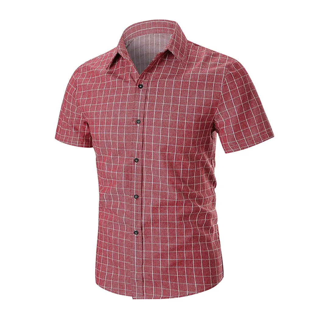 Брендовая приталенная Мужская рубашка, Повседневная летняя рубашка, большие размеры, гавайская рубашка с короткими рукавами, рокабилли в готическом стиле, клетчатая красная одежда
