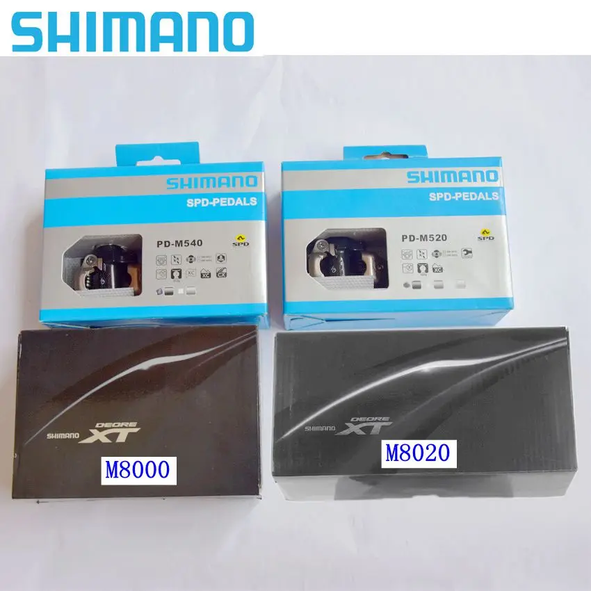 

SHIMANO MTB Bike SPD Pedals PD-M520/M540 Mountain Bicycle Self-Locking pedal Racing M8000/M8020 Cleat Flat bike accessories