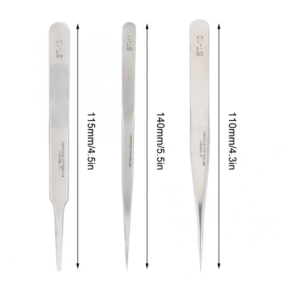 High Hardness Tweezers Stainless Steel Practical Watch& Jewelry Repairs Tool Kit 3 Types High Quality Watch Tool For Watchmaker