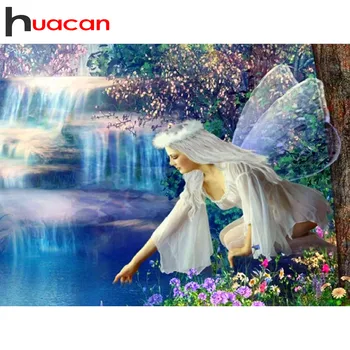 

Huacan Diamond Embroidery Square/Round Rhinestones Fairy Full Diamond Mosaic Scenic Home Decoration Diamond Art