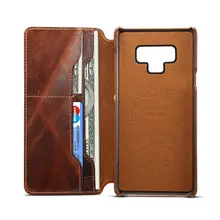 La primera capa de piel vintage aceite encerado caso se puede insertar en la tarjeta monedero cubierta plegable para Samsung note8 note9