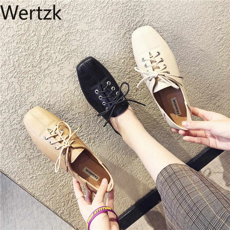 

Women Shoes Flat Authentic Leather Plain toe Lace up Ladies Shoes Flats Woman Moccasins Female Footwear flat shoes women E546