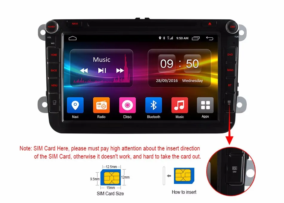 Top C500 4G SIM LTE Quad Core 2GB RAM Android 6.0 Car DVD player For VW Skoda Octavia 2 GPS WIFI Bluetooth RDS Radio TPMS DVR Camera 0
