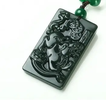 

Chinese 100% Natural hetian Jade Mythical Animal Pixiu pendant necklace