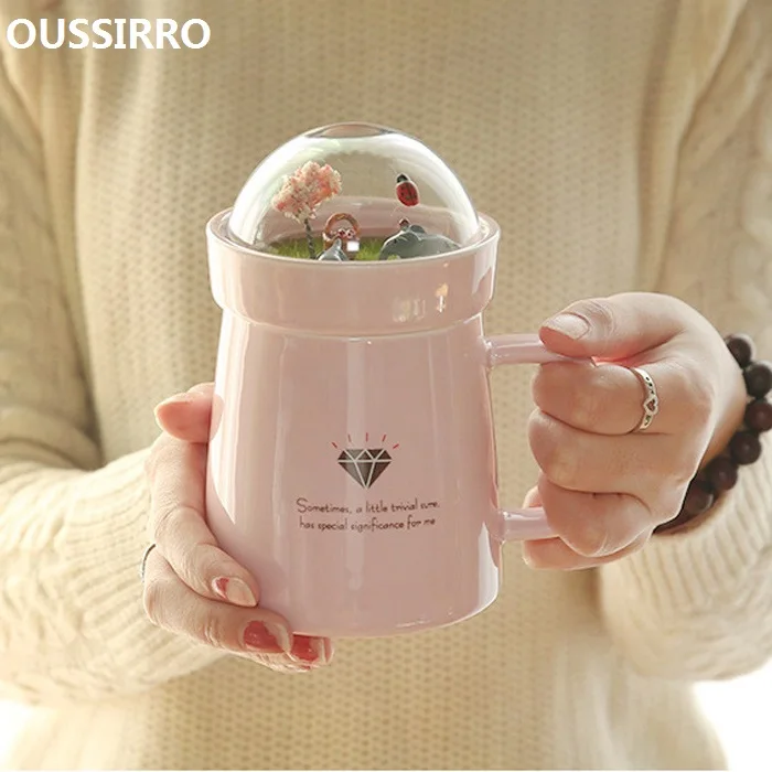 

OUSSIRRO Top Quality Lovely Bone China Ceramic Mugs Cute Totoro Cartoon Style Children Outdoor Water Cup 400ml Colorful
