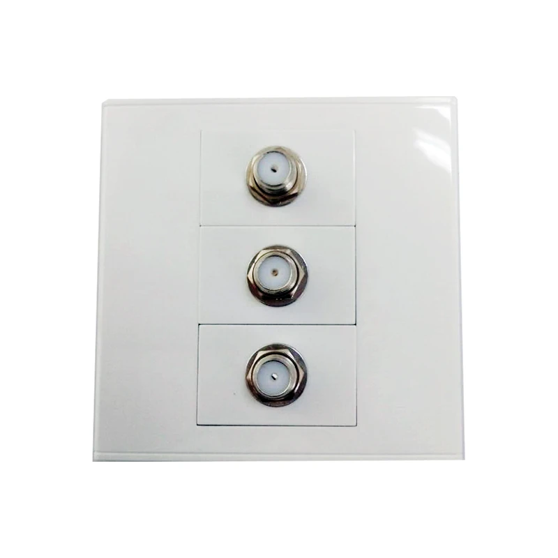 Wall Face Plate 3 Ports F TYPE COAX CABLE TV Adapter Connector