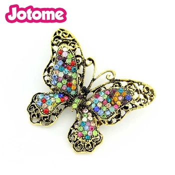 

Rainbow colorful Crystal Rhinestone Insect Butterfly Brooch