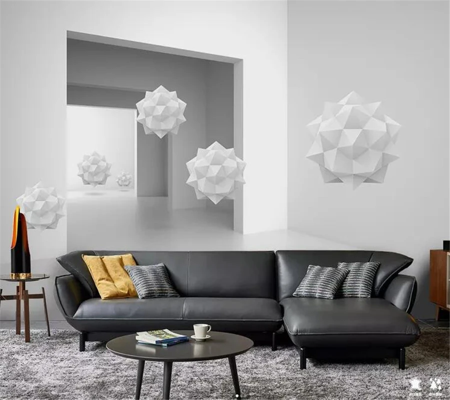 wellyu Custom wallpaper papel de parede 3d dimensional geometric sphere modern architecture space tv background wall tapeta |