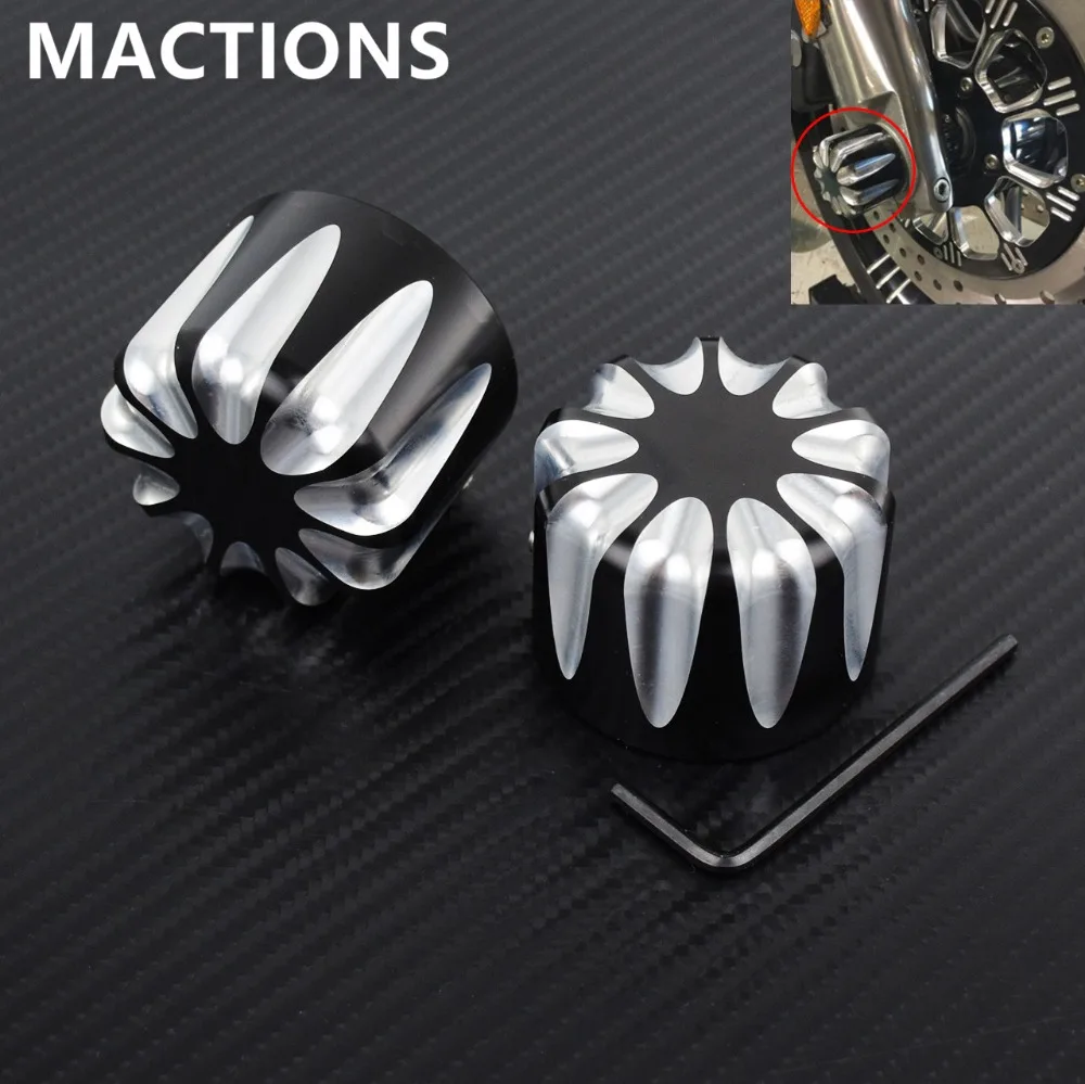 Motorcycle Black Contrast Front Axle Nut Covers Aluminum For Harley