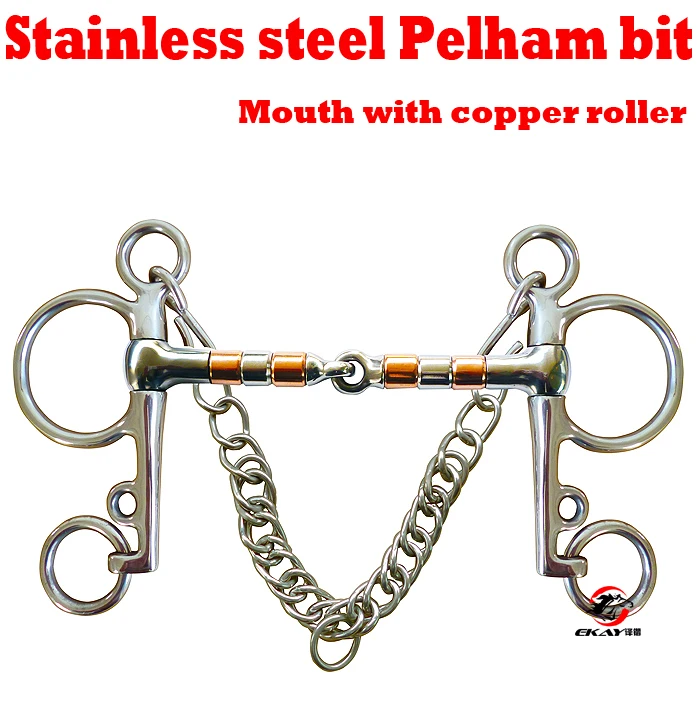 Free shipping Stainless steel Pelham horse bit,jointed mouth with SS