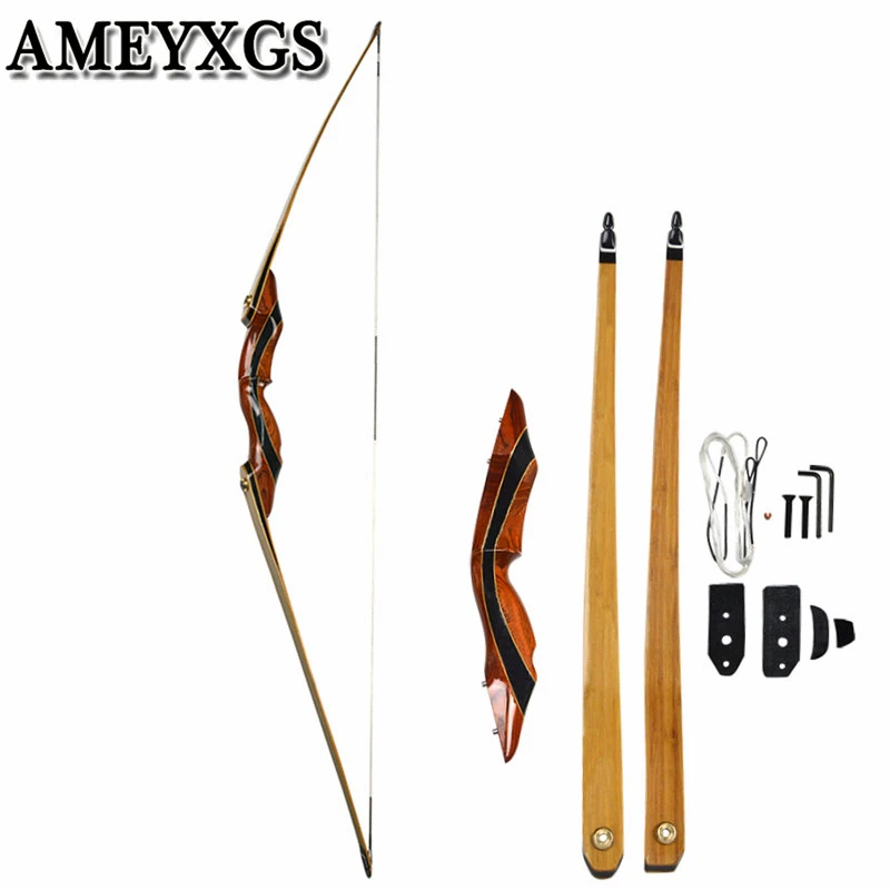 62/" Takedown Long Bow Right Hand Clear fiberglass Recurve Bow 25-55lbs