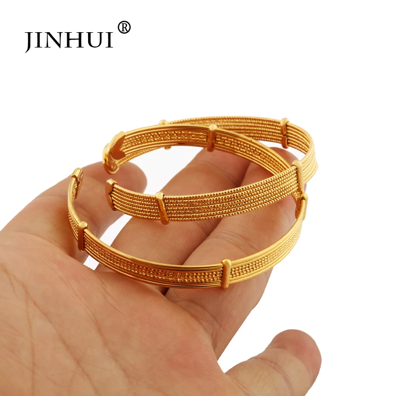 

Jin Hui African Fashion gold color bangles jewelry women Party wedding girlfriend gifts Stretchable Adjustable size Bracelet