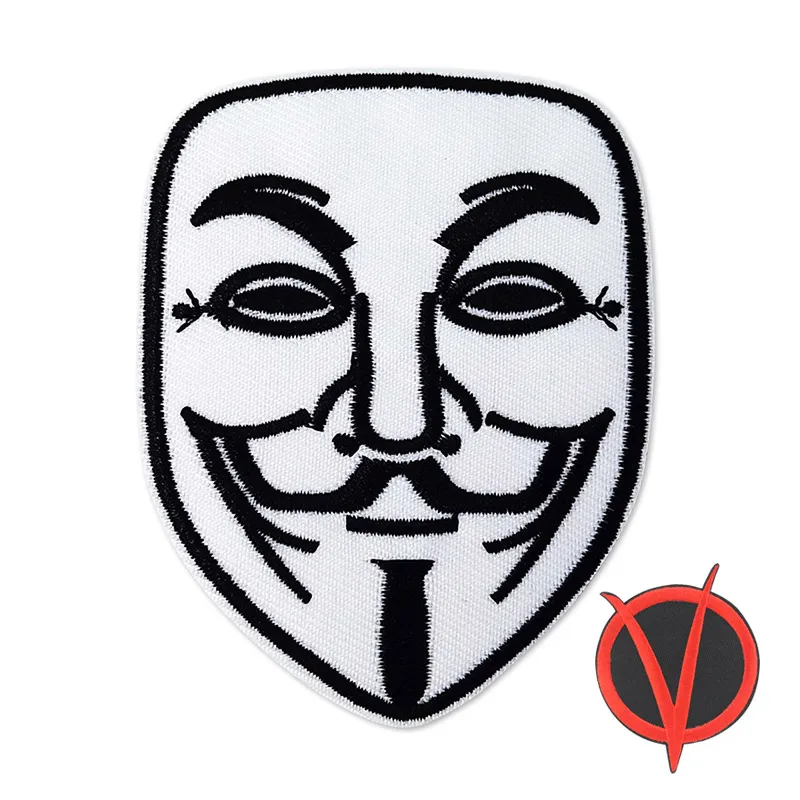 

V for Vendetta Patches Iron On Embroidered Patch For Clothing Clothes Punk Badges Stickers Garment Apparel Accessories
