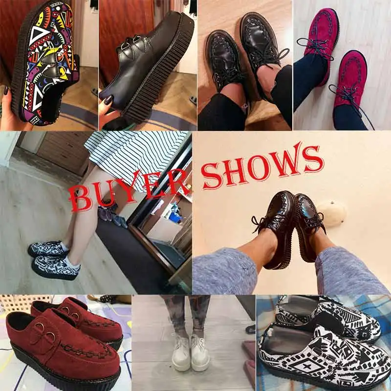 Криперы, женская обувь большого размера 35-41, женская обувь размера плюс, женская обувь на платформе, женская обувь на плоской подошве, женская обувь на шнуровке, черный каблук