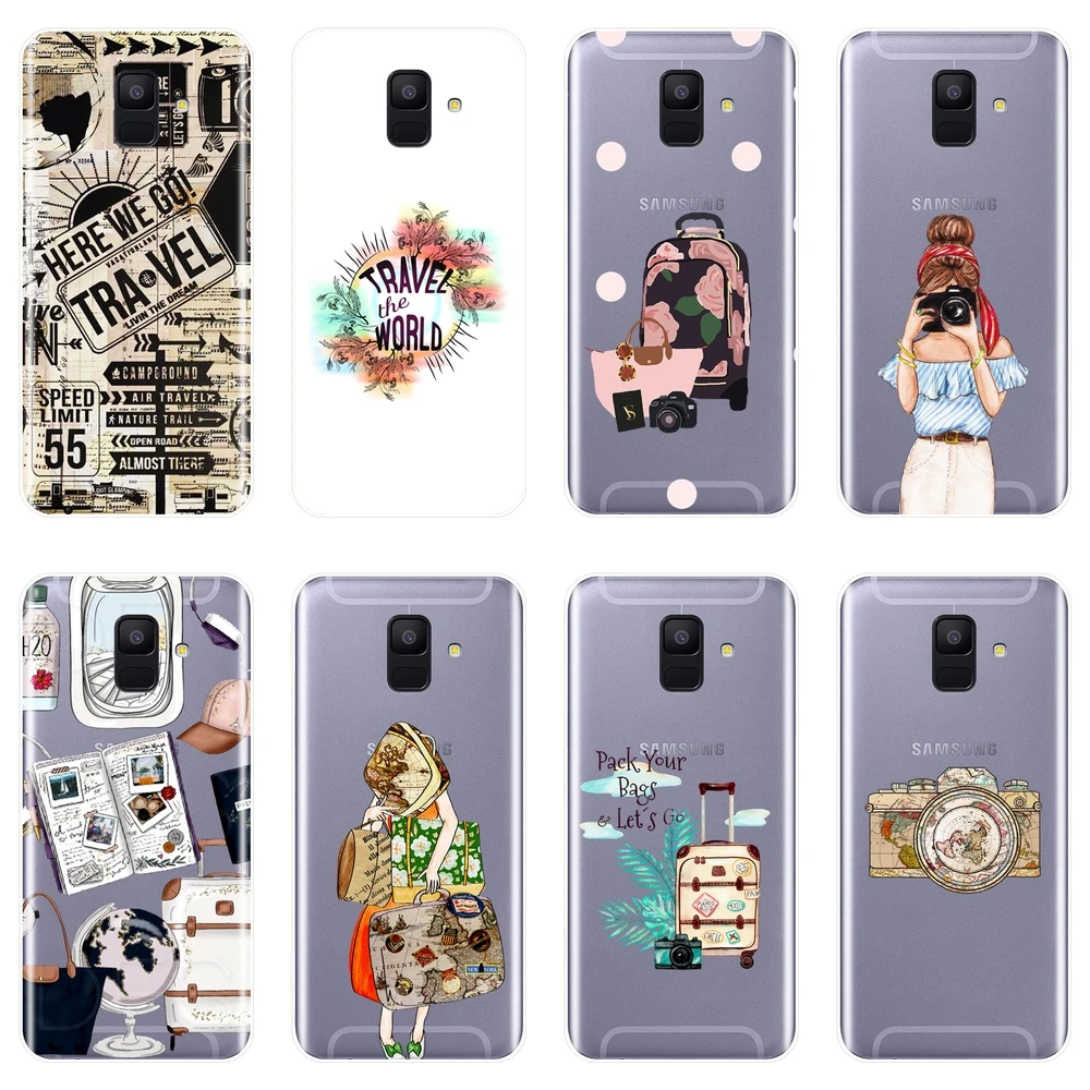 Phone Case For Samsung Galaxy A3 A5 A7 2016 2017 Soft Silicone Travel Girl Camera Back Cover A6 A8 Plus 2018 | Мобильные телефоны и