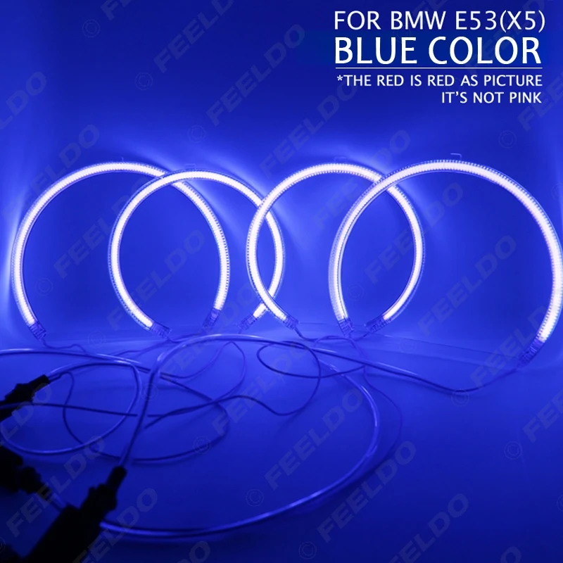 FEELDO 4pcs/set Car Headlight CCFL Angel Eyes Light Halo Rings Kits Light For BMW X5(E53) DRL 6-Color Optional