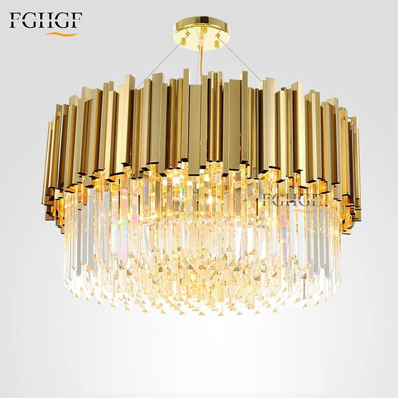 

New Arrival Luxury Crystal Chandelier Light Modern Lighting for Living Dinning Room Round Golden Color Hanging LED lights