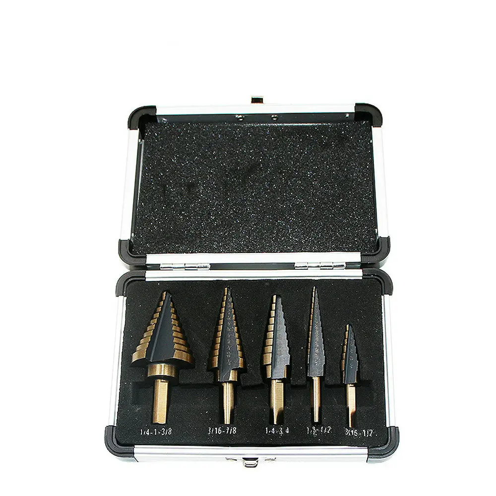5Pcs Step Drill Bit Set 50 Sizes Bits Center Drill Perforator Hole Cutter Tools
