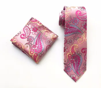 

8cm Fashion Men Necktie Set Jacquard Woven Ties Handkerchief Sets