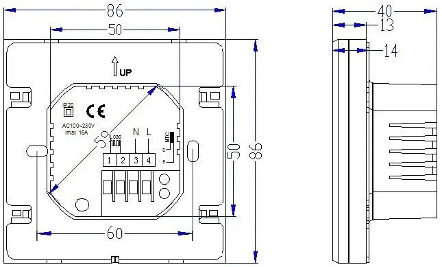 24VAC 110VAC 230VAC программируемый сенсорный экран нагревательный комнатный термостат для двойного датчика