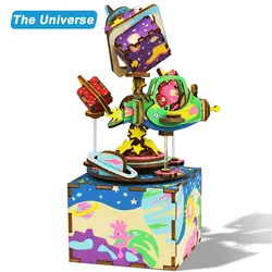 3D головоломки поделки кукольный домик деревянный модель с Music Box игрушки ручной работы подарок сувенир для детей Вселенной AM403 # E