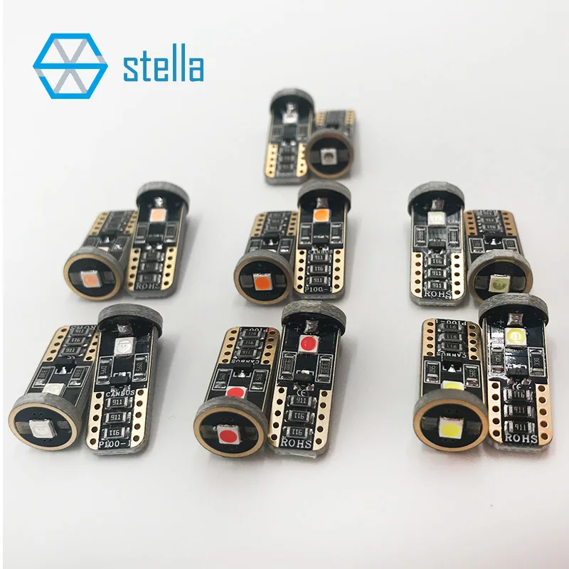 2 20 pcs canbus led T10 w5w 7color green purple pink white red amber blue crystal