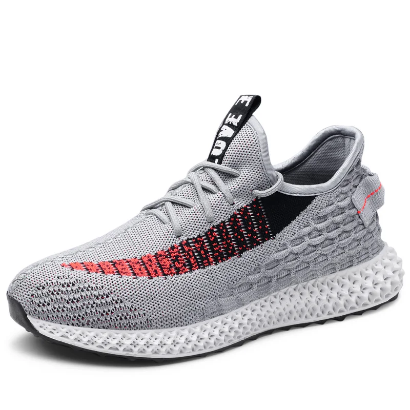 

2019 newest 4D printing men running shoes comfortable fly weave sneakers black male sport shoes lightweigh athletic footwear 350
