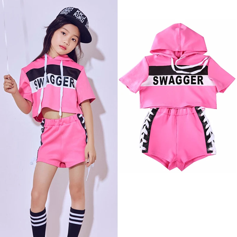 

Hot Selling Jazz Dance Clothes Girl's Suit Practice Costume Navel Exposed Hip-hop Performance Costume For Girls BL1011