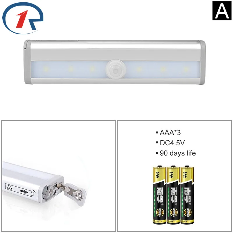 ZjRight светодиодные трубки лампы USB Перезаряжаемые батарея с пассивным инфракрасным датчиком движения Авто движения Кухня шкаф-купе дял спальни закрытый ящик ночной Светильник