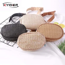 Новые сумки для женщин, поясная сумка, женская сумка с круглым ремнем, роскошная брендовая кожаная нагрудная сумка, черная Новая модная соломенная сумка