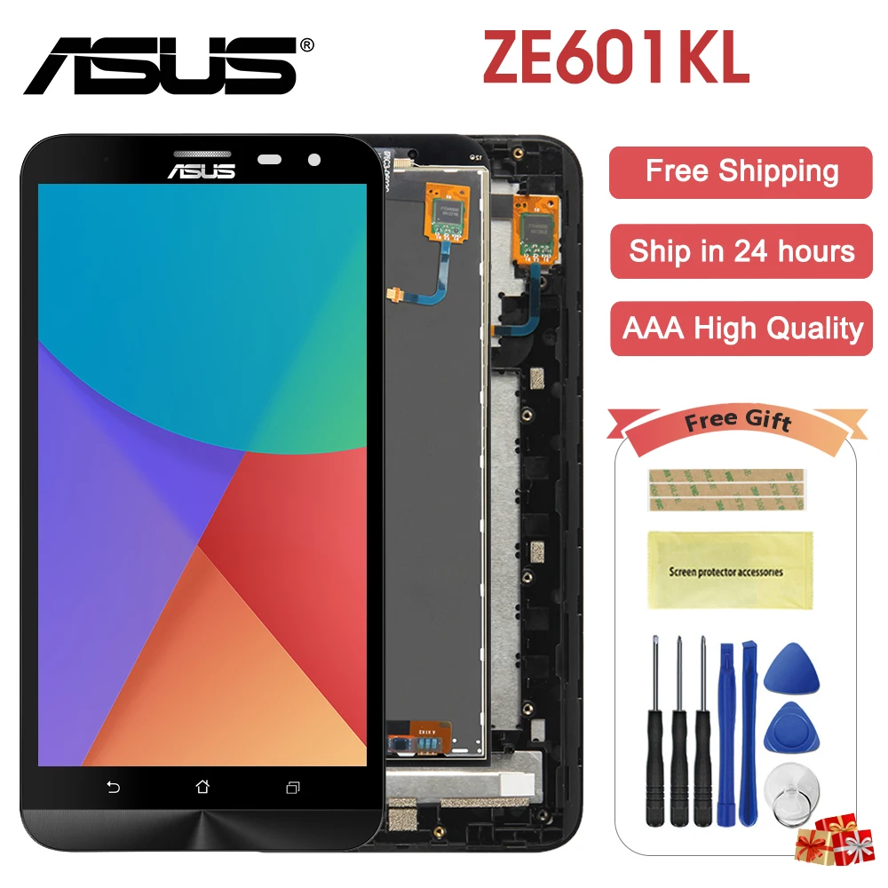 

6'' LCD Display Touch Screen For Asus ZenFone 2 Laser ZE601KL 601KL Z011D Panel Digitizer With Frame Full Assembly Replacement