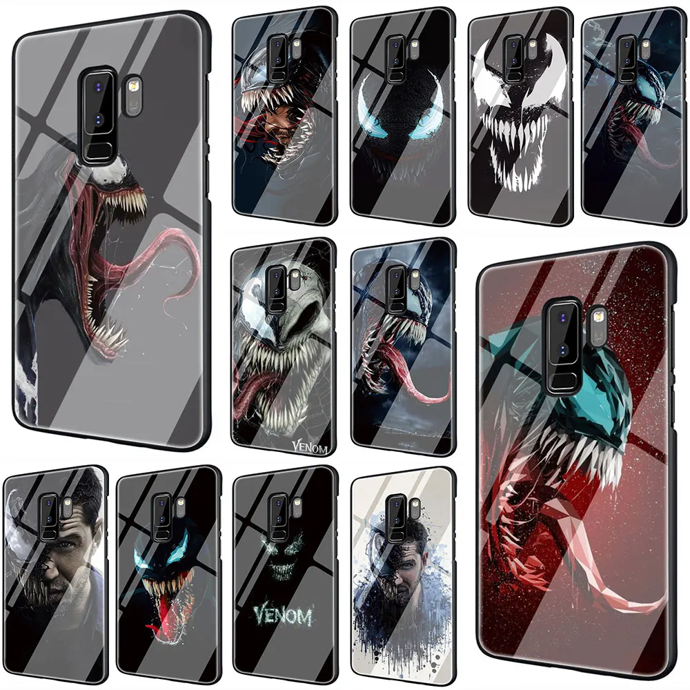 

Marvel Comic Book Artwork VENOM Tempered Glass TPU Black Cover Case for Galaxy S7 Edge S8 S9 Plus S10 Note 8 9 10 A10 20 30 40 50