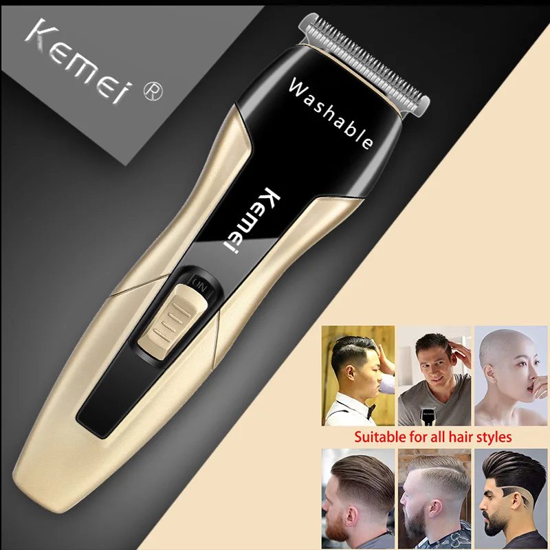 

Kemei Electric Washable Hair Clipper Professional Hair Trimmer 0mm Baldheaded Carving Fade Cutter Hair Cutting Machine Barber