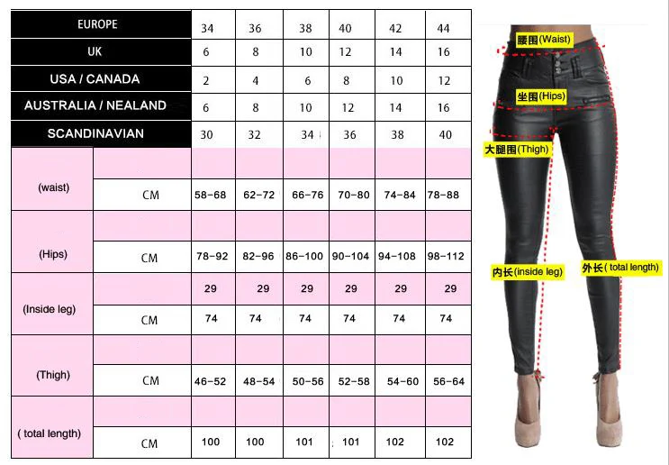 2017 new high waist Slim coating imitation leather pants cowboy pants pants PU pockets locomotive models wild big yards (1)