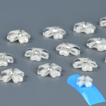 

FWC 10Pcs/Bag 3D Nail Charms Jewelry Flower Embed Rhinestone Nail Art Resin Decoration For 3D Nail Art DIY Nail Tips Accessories