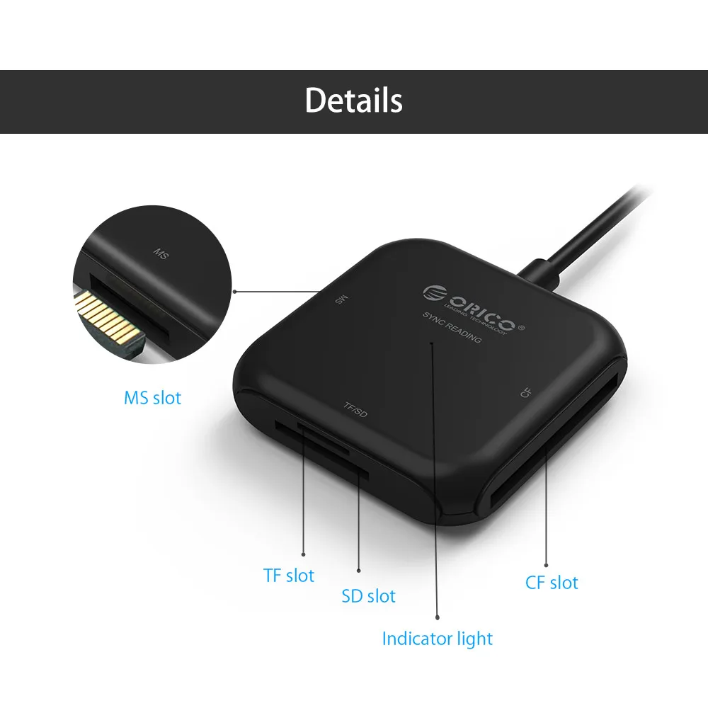 ORICO 4 в 1 USB 3,0 смарт-кардридер флэш-карта памяти для TF/SD/MS/CF 4 карта чтения и записи одновременно-CRS31A